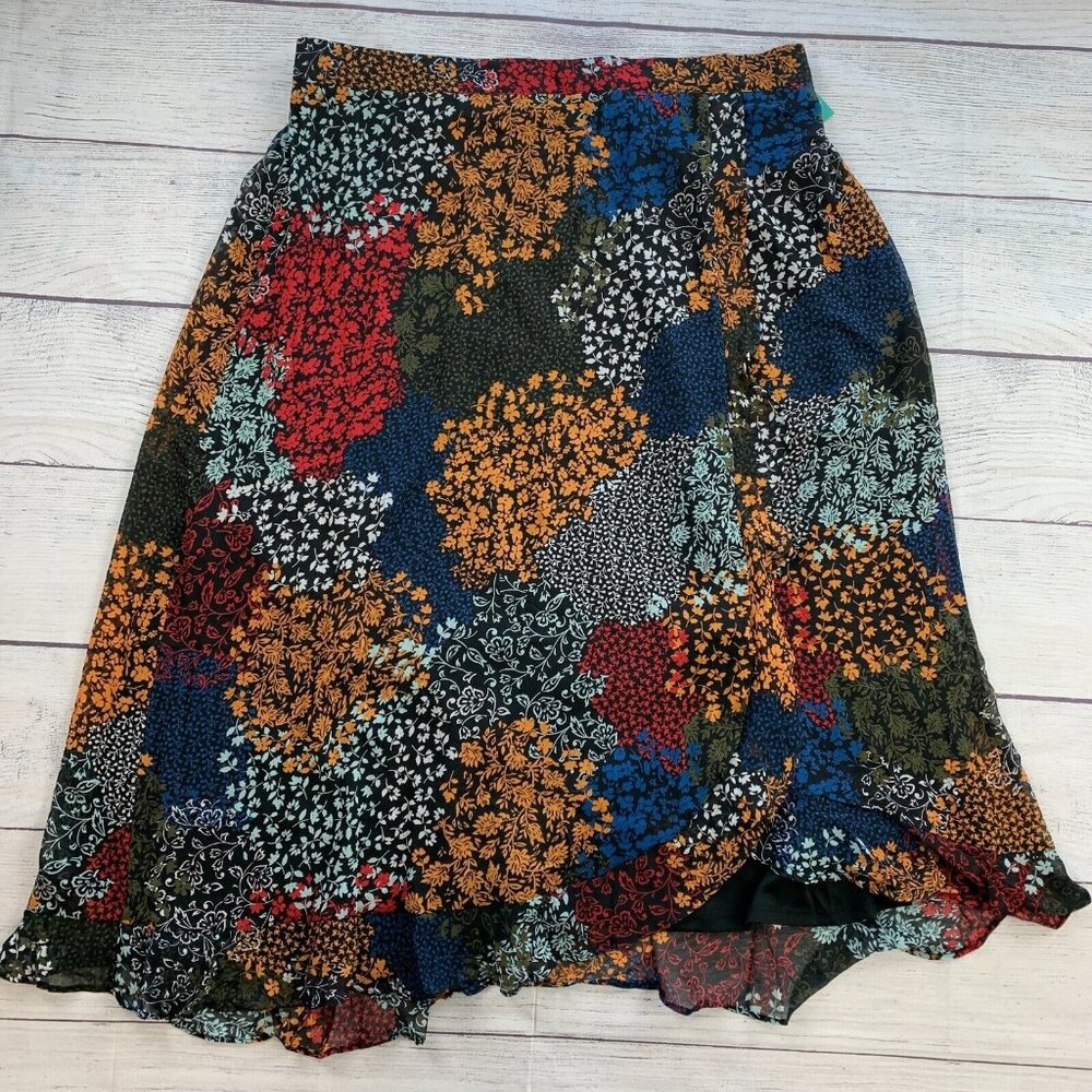 Maurices Midi Skirt sz 1X Faux Wrap Long Pull on Elastic Waist Floral New NWT